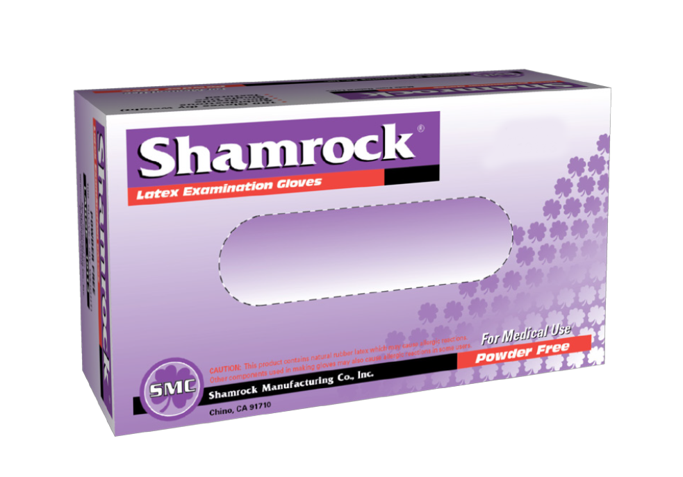 Shamrock Large Powder Free Latex Exam Gloves, Case of 1000