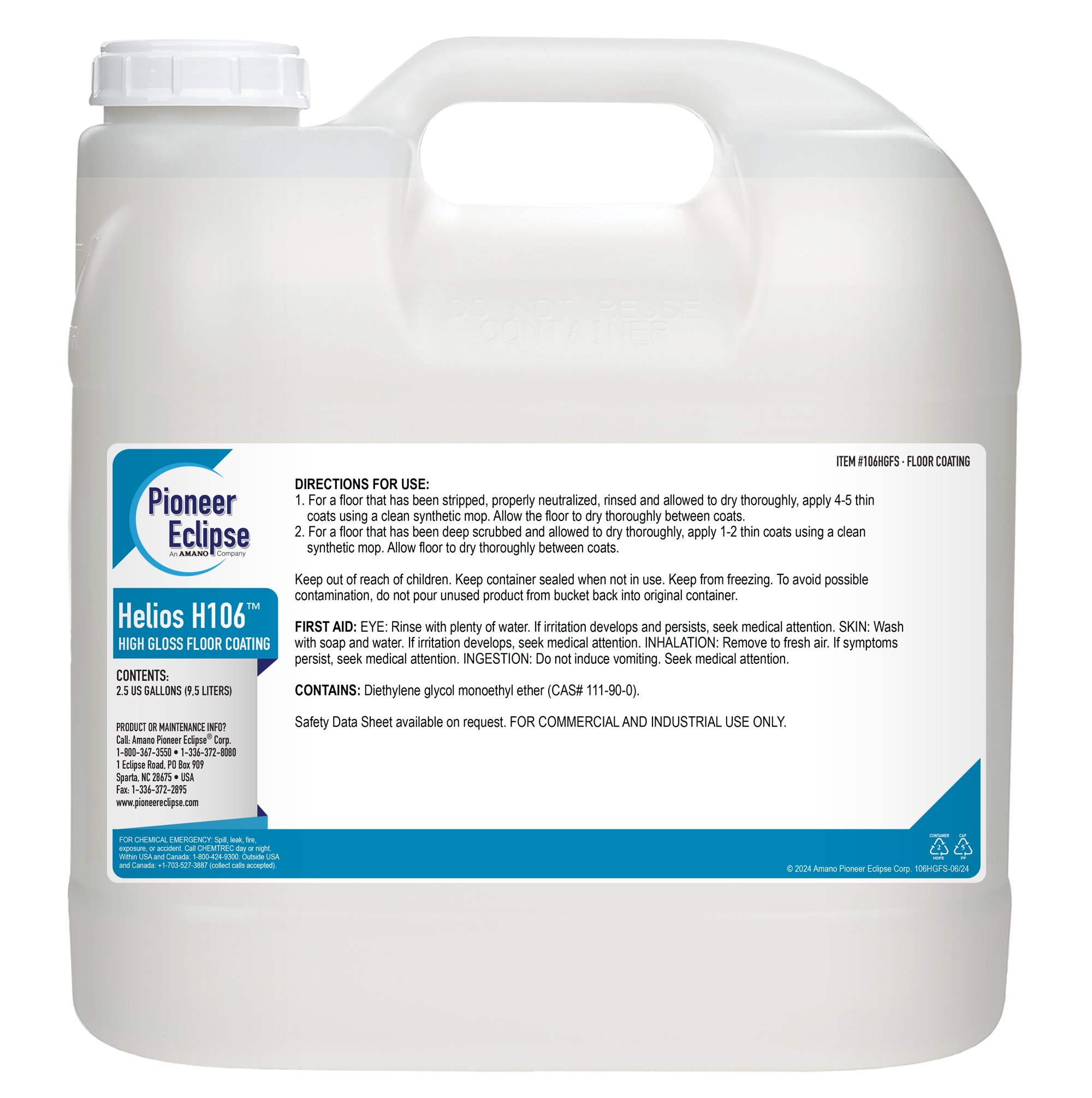 (image for) Helios H106 High Gloss Floor Coating, 2 x 2.5 gal per case