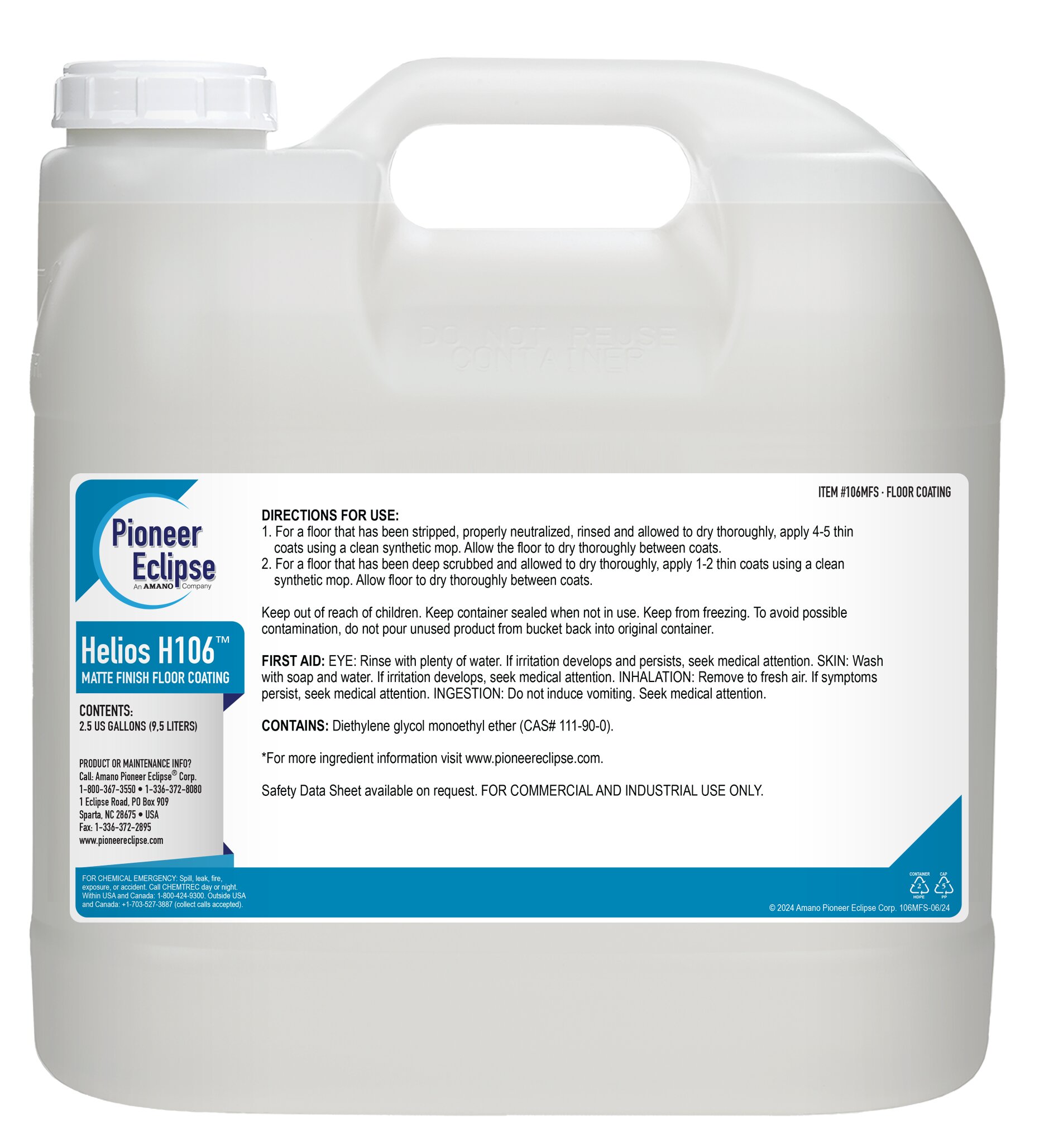 (image for) Helios H106 Matte Floor Coating, 2 x 2.5 gal per case