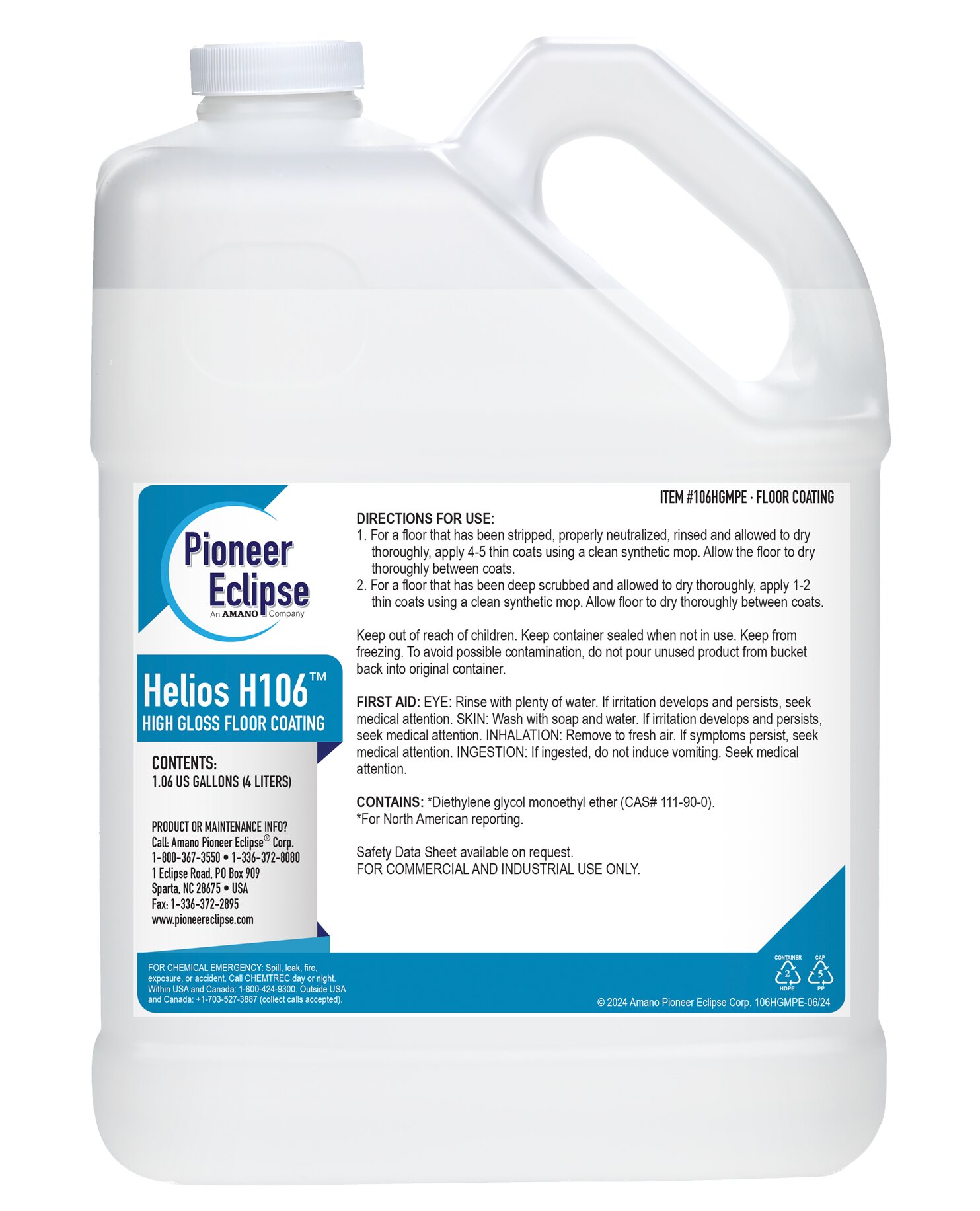 (image for) Helios H106 Matte Floor Coating, 4 x 1.06 gal per case