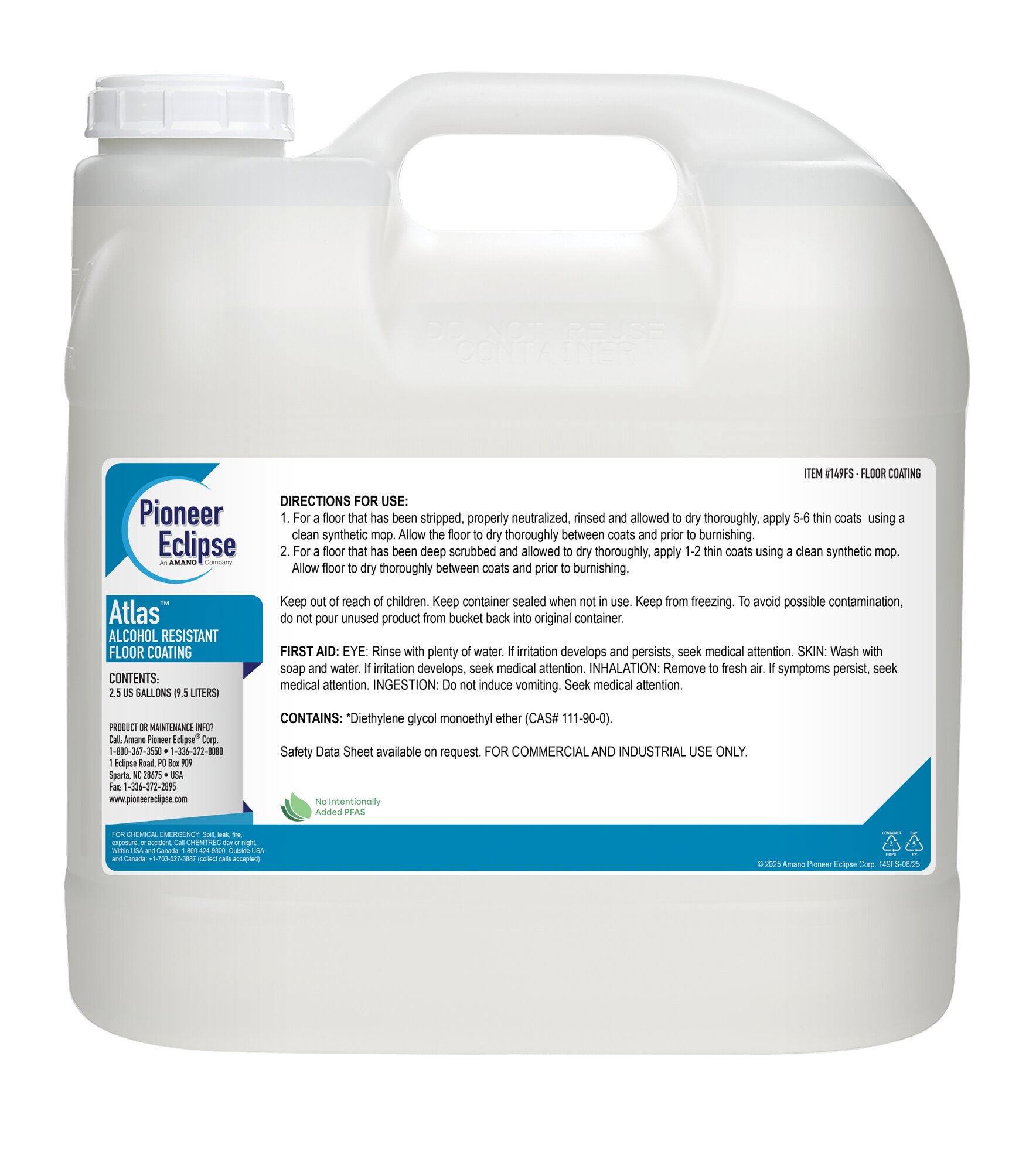 (image for) Atlas Alcohol Resistant Floor Coating, 2 x 2.5 gal per case