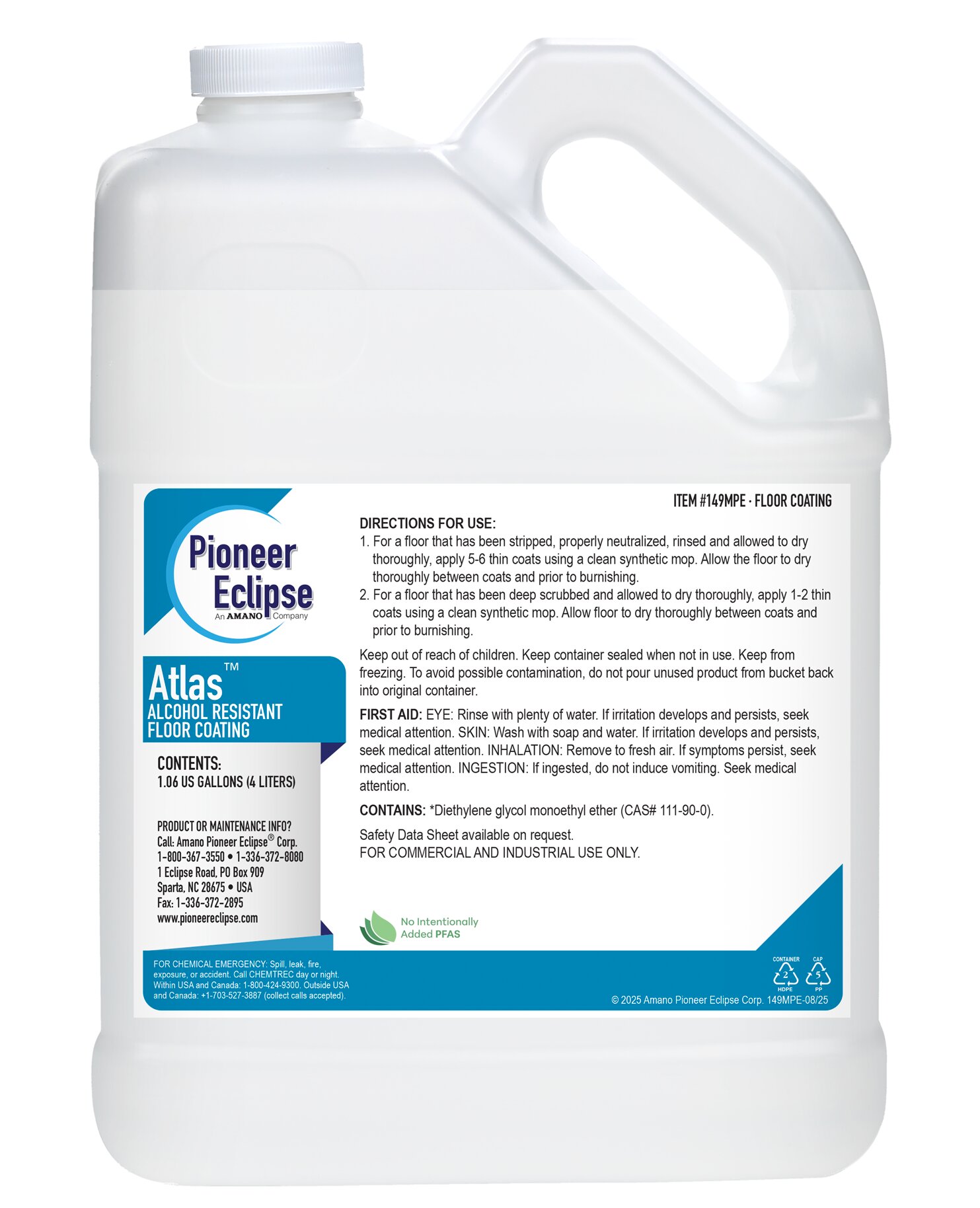 (image for) Atlas Alcohol Resistant Floor Coating, 4 x 1.06 gal per case