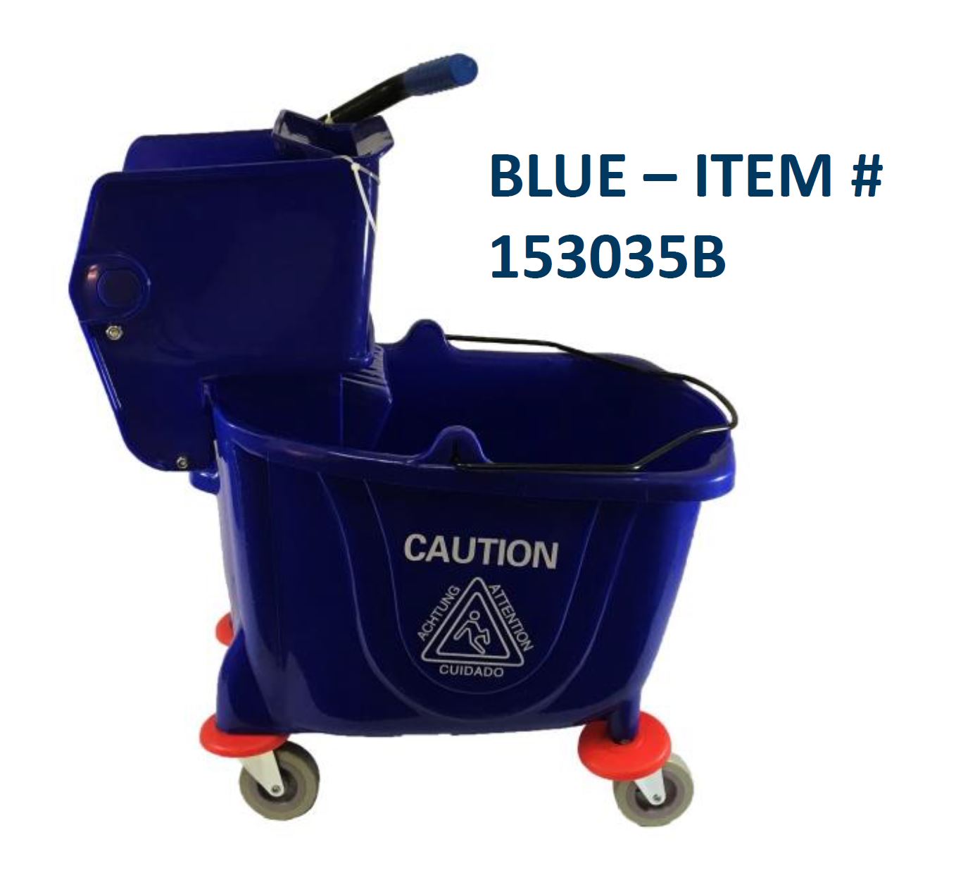 (image for) 35 Liter BLUE Mop Bucket & Side Press Wringer Combo, case of 1