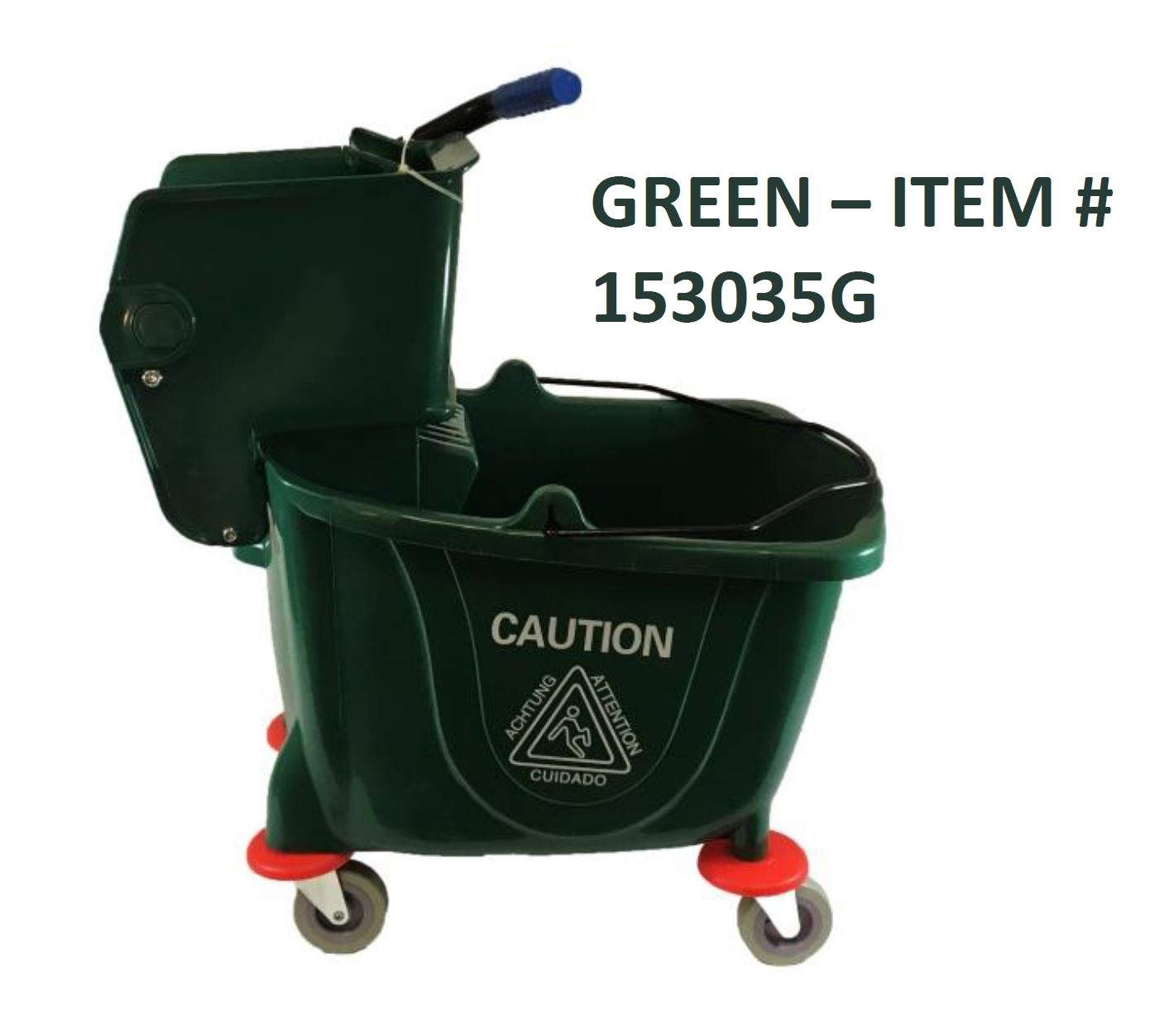 (image for) 35 Liter Green Mop Bucket & Side Press Wringer Combo, case of 1