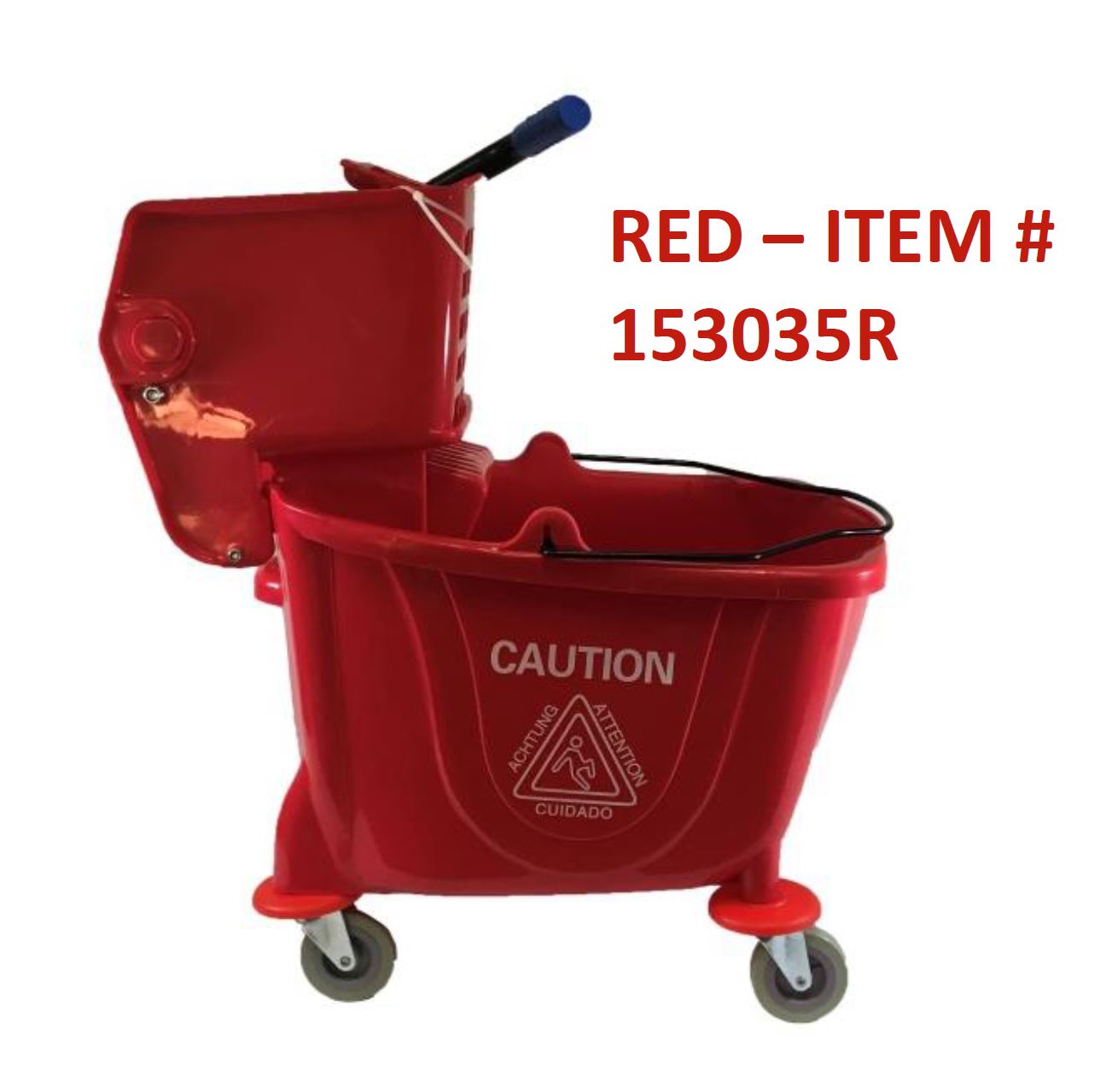 (image for) 35 Liter RED Mop Bucket & Side Press Wringer Combo, case of 1