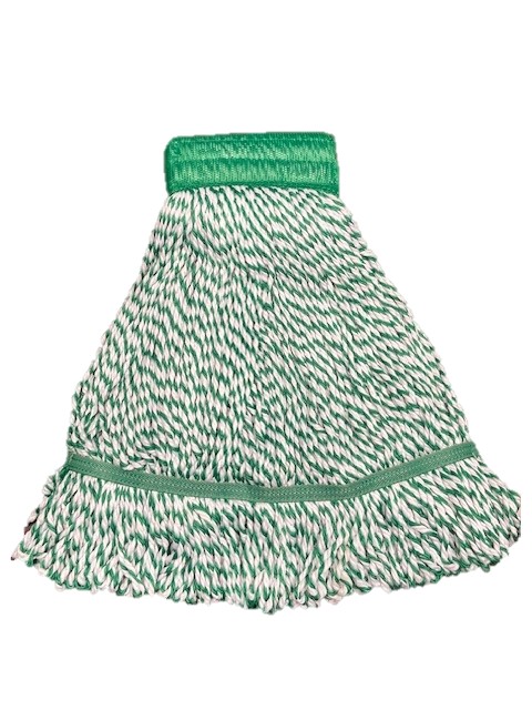 (image for) Microfiber Looped End String Mop, Large, Wide Band, Green, Case of 12