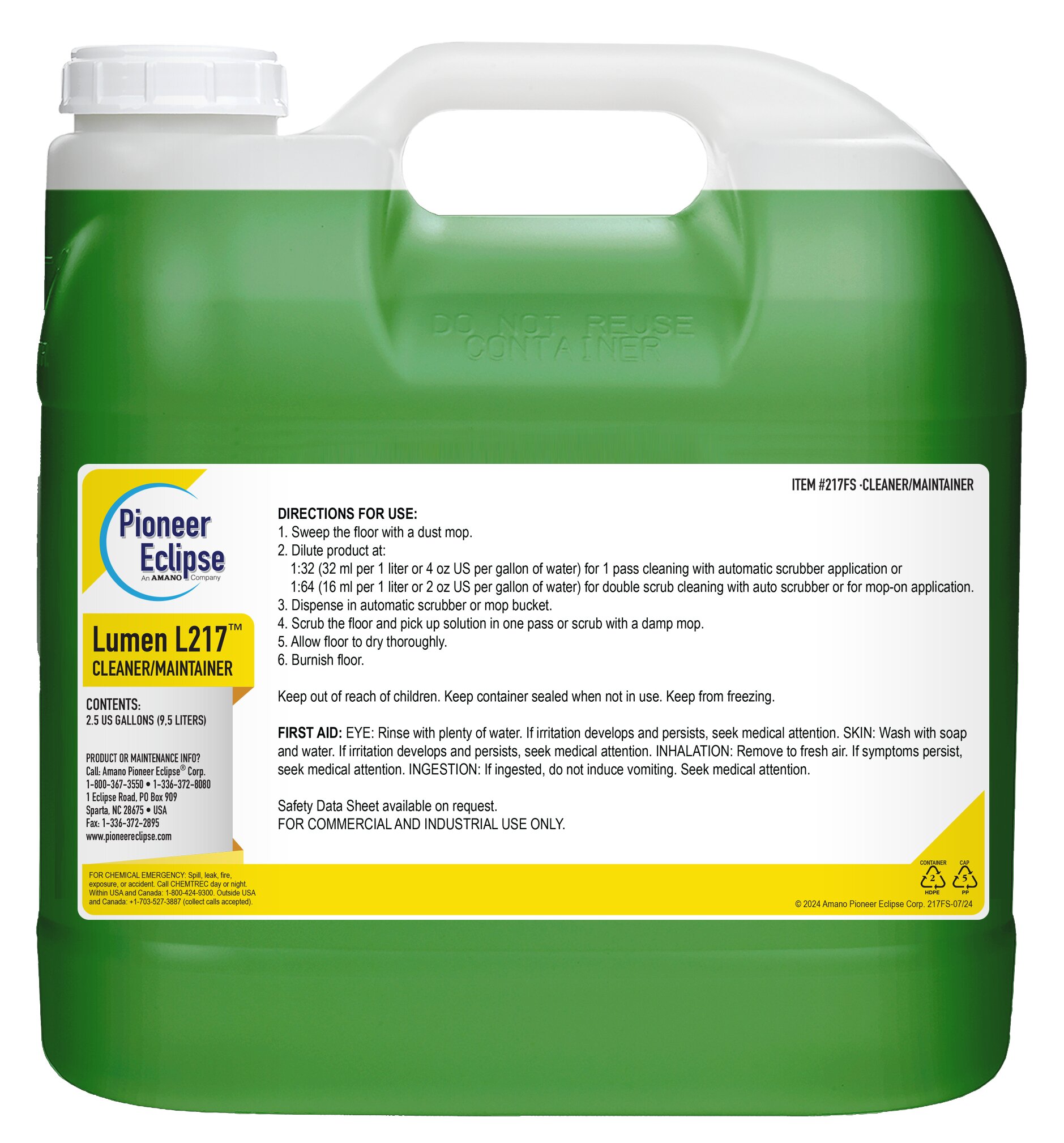 (image for) Lumen L217 Floor Cleaner & Maintainer, 2 x 2.5 gal per case
