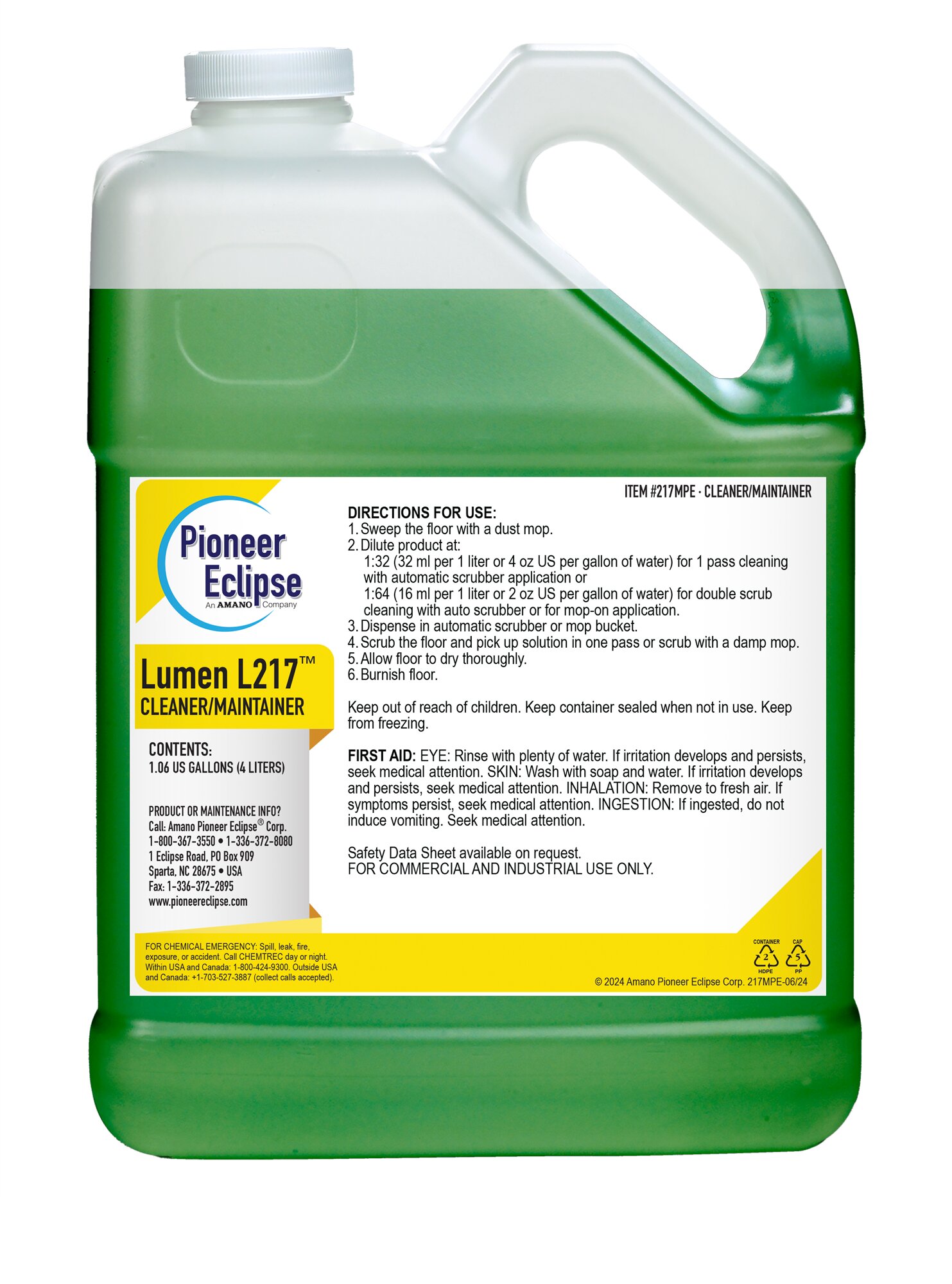 (image for) Lumen L217 Floor Cleaner & Maintainer, 4 x 1.06 gal per case