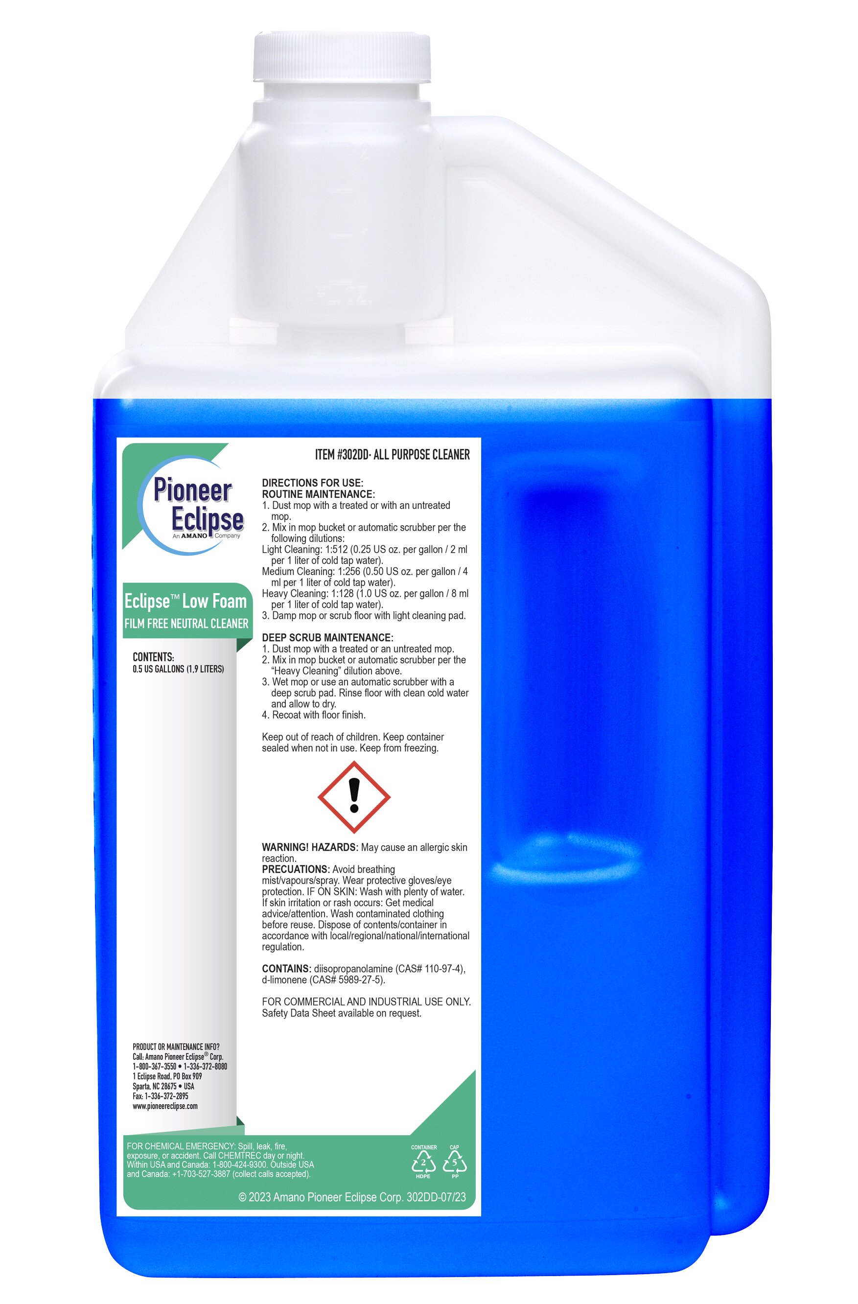 (image for) Eclipse Low Foam Film Free Neutral Cleaner, 3 x 64 oz per case