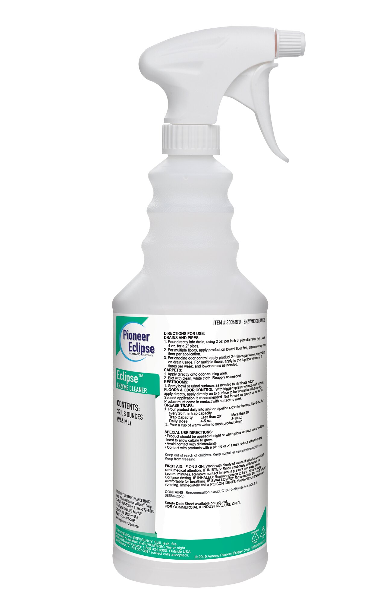 (image for) Eclipse Bacteria & Enzyme Cleaner/Digestant, 12 x 32 oz per case