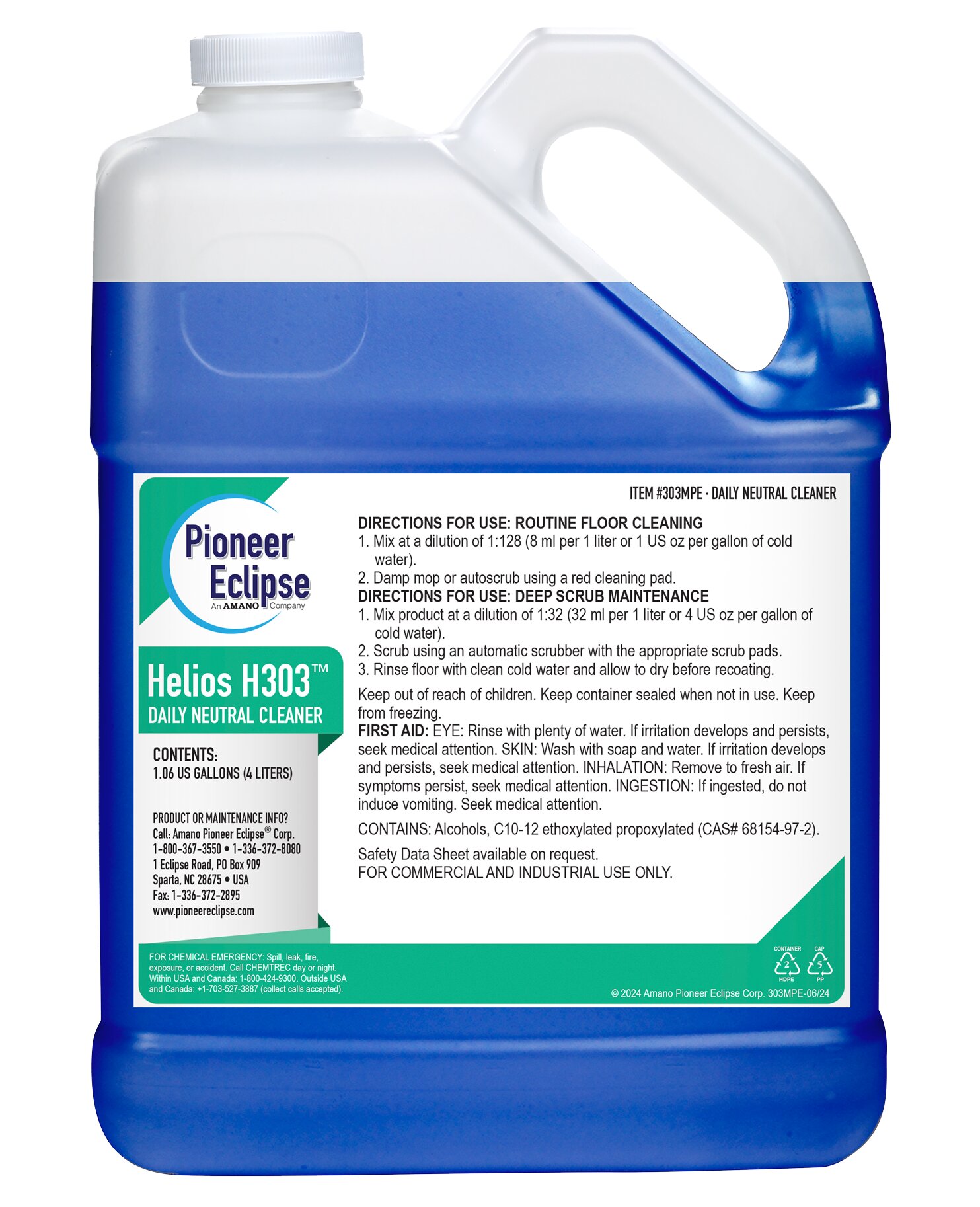 (image for) Helios H303 Daily Neutral Cleaner, 4 x 1.06 gal per case