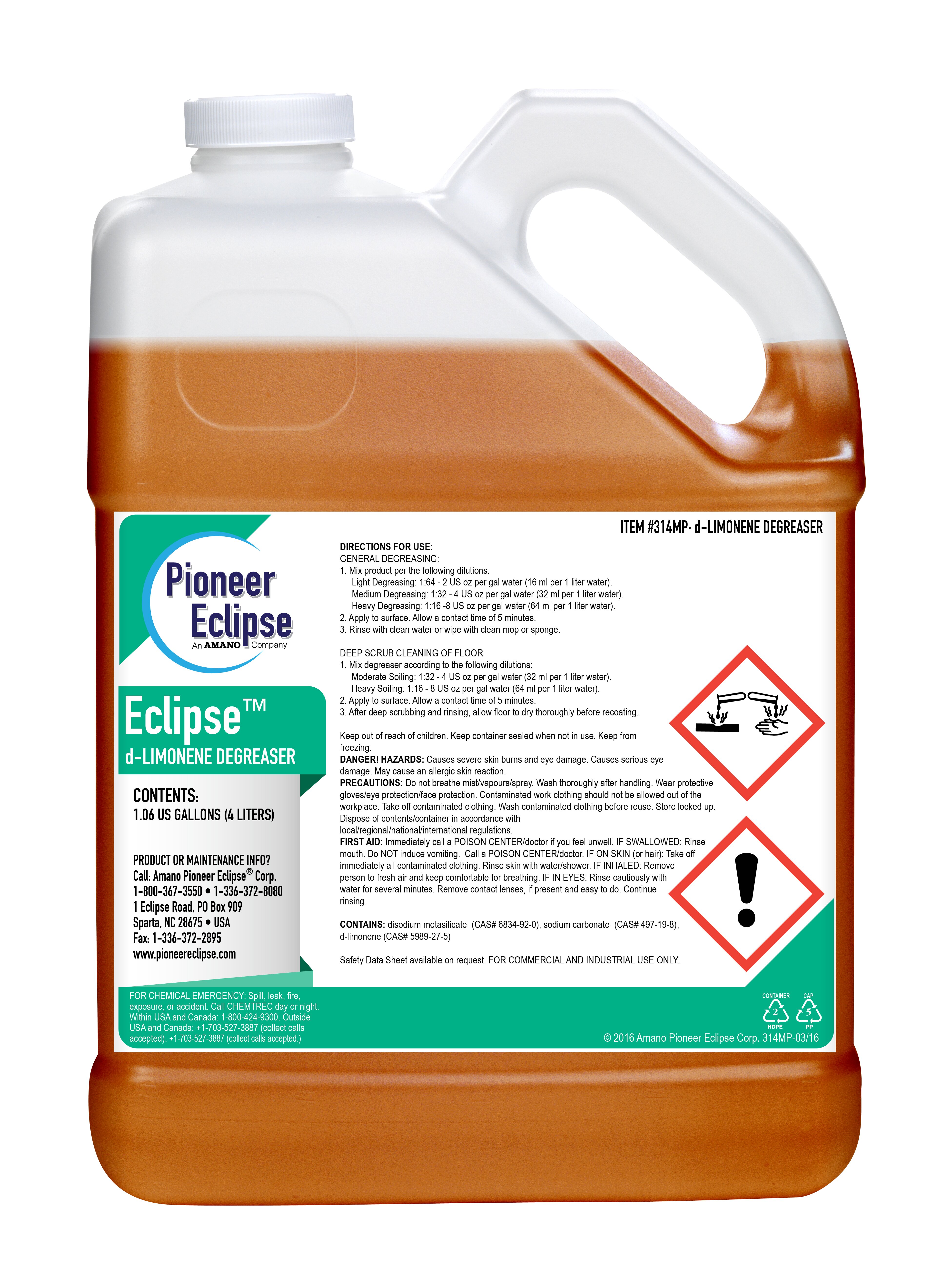 (image for) Eclipse d-Limonene Degreaser, 4 x 1.06 gal per case