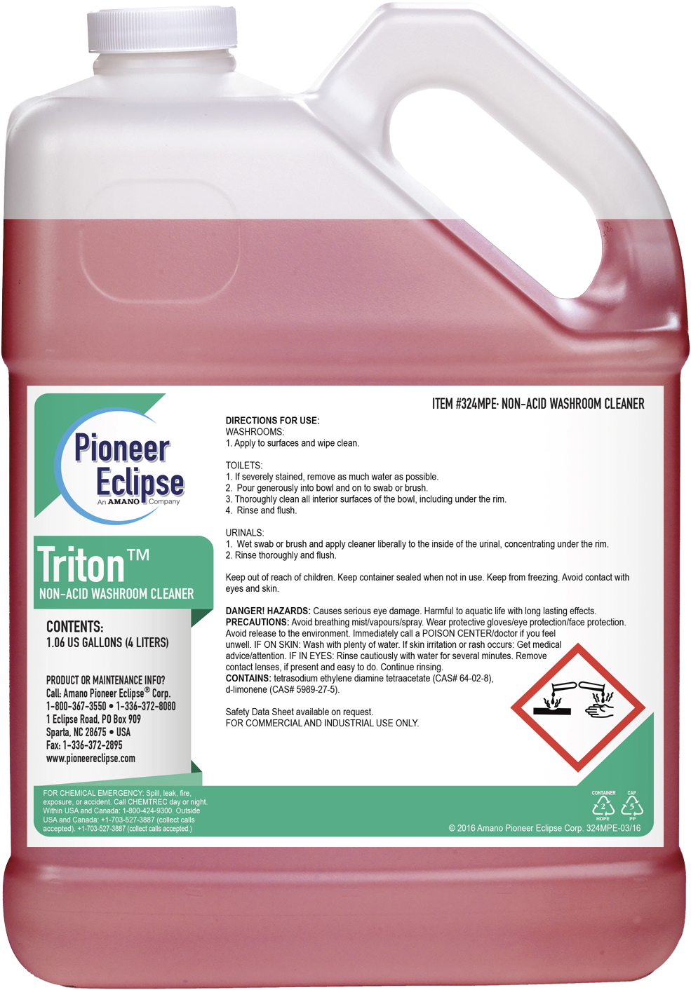(image for) Triton Non-Acid Washroom Cleaner, 4 x 1.06 gal per case