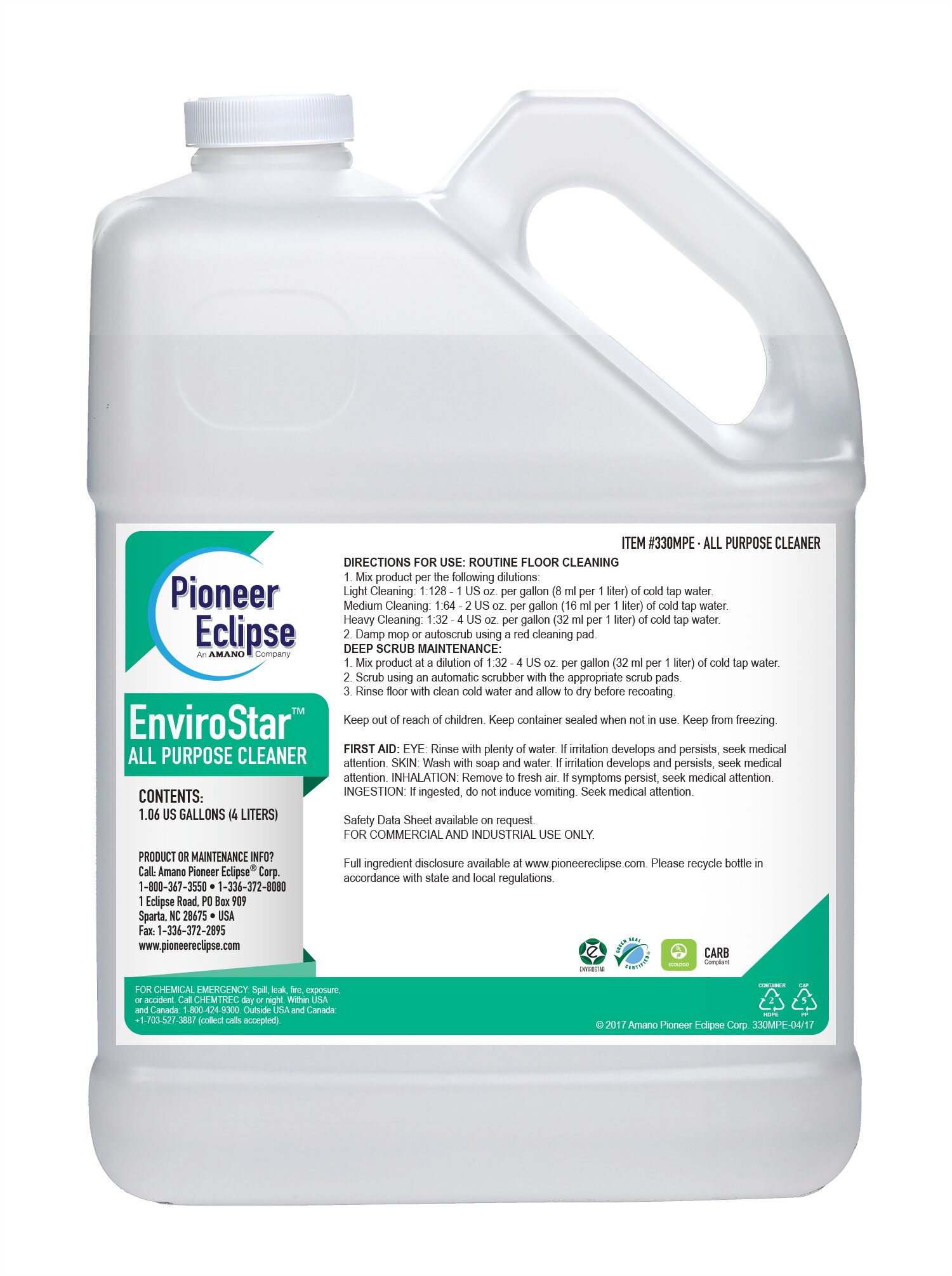 (image for) EnviroStar All Purpose Cleaner, 4 x 1.06 gal per case