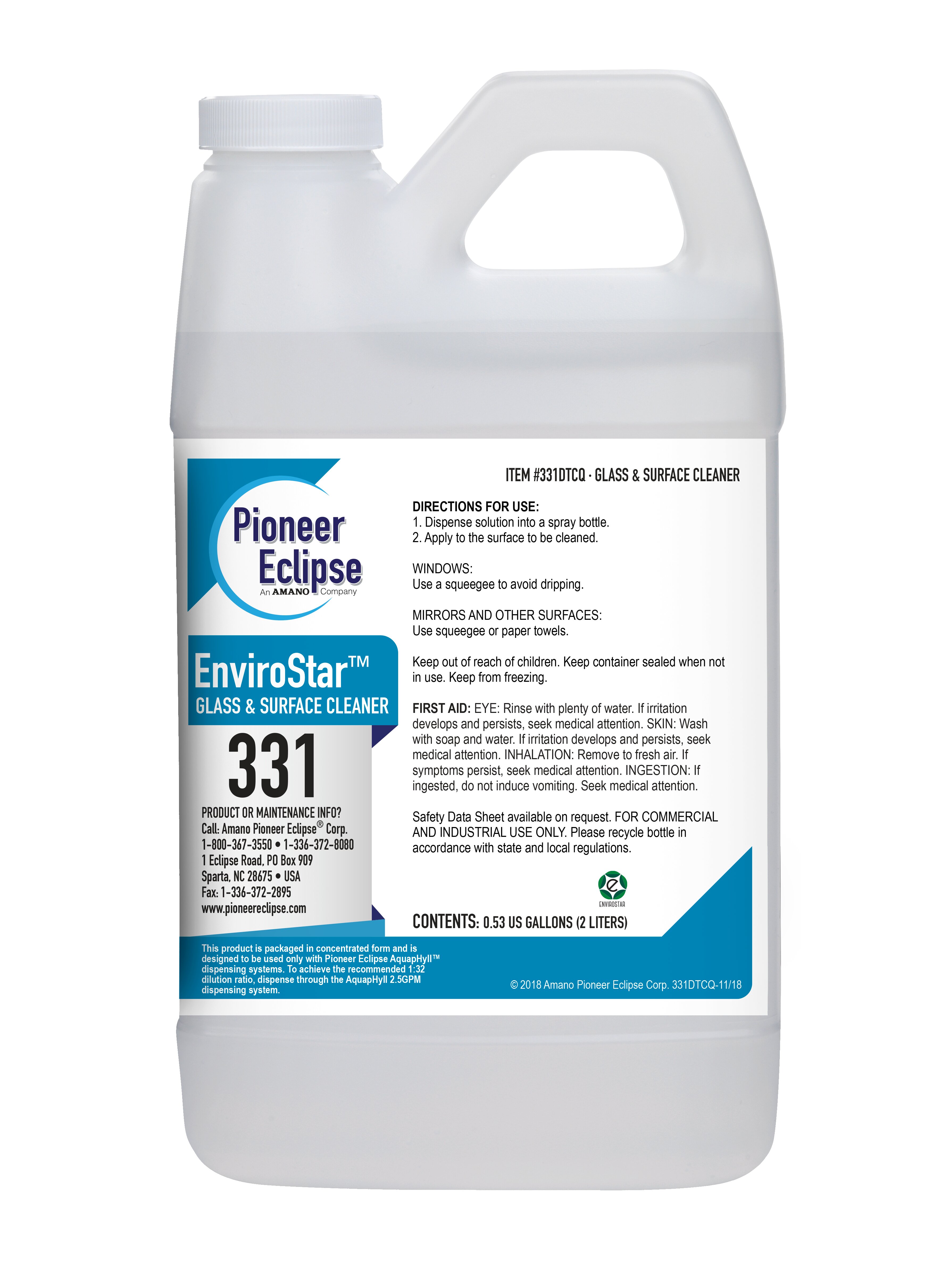 (image for) EnviroStar Glass and Surface Cleaner, 4 x .53 gal per case