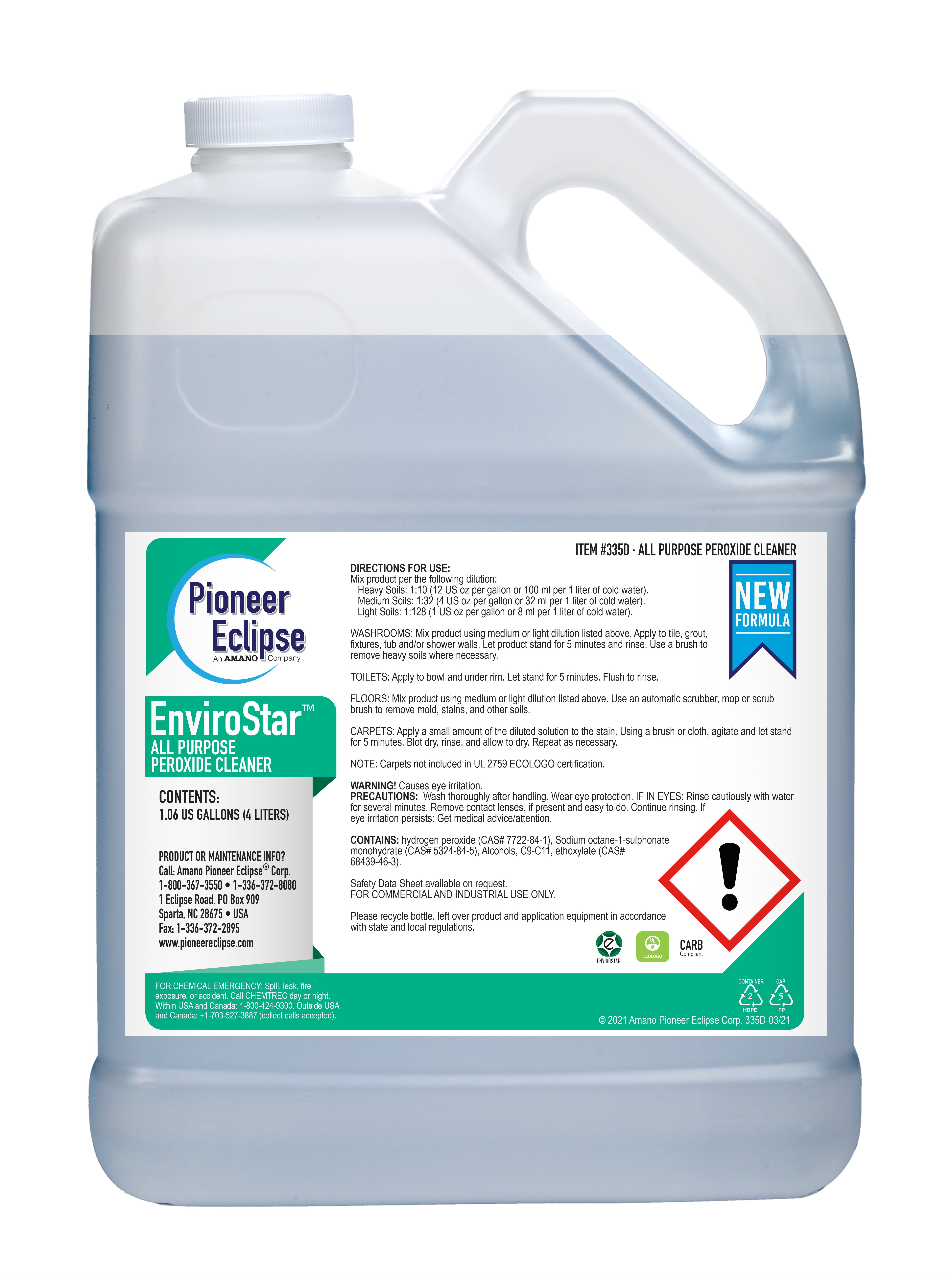 (image for) EnviroStar All Purpose Peroxide Cleaner, 4 x 1.06 gal per case