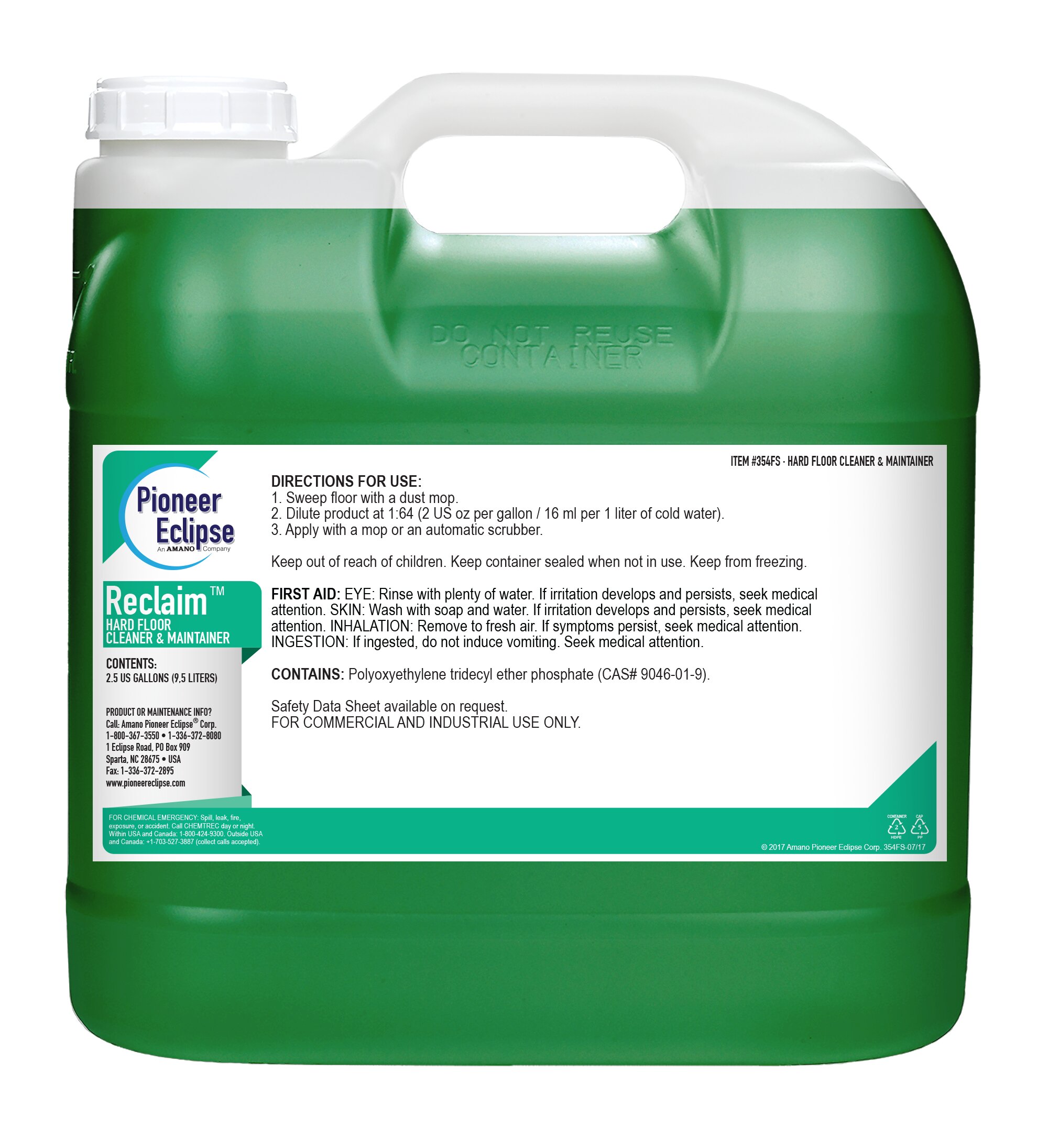 (image for) ReClaim Hard Floor Cleaner & Maintainer, 2 x 2.5 gal per case