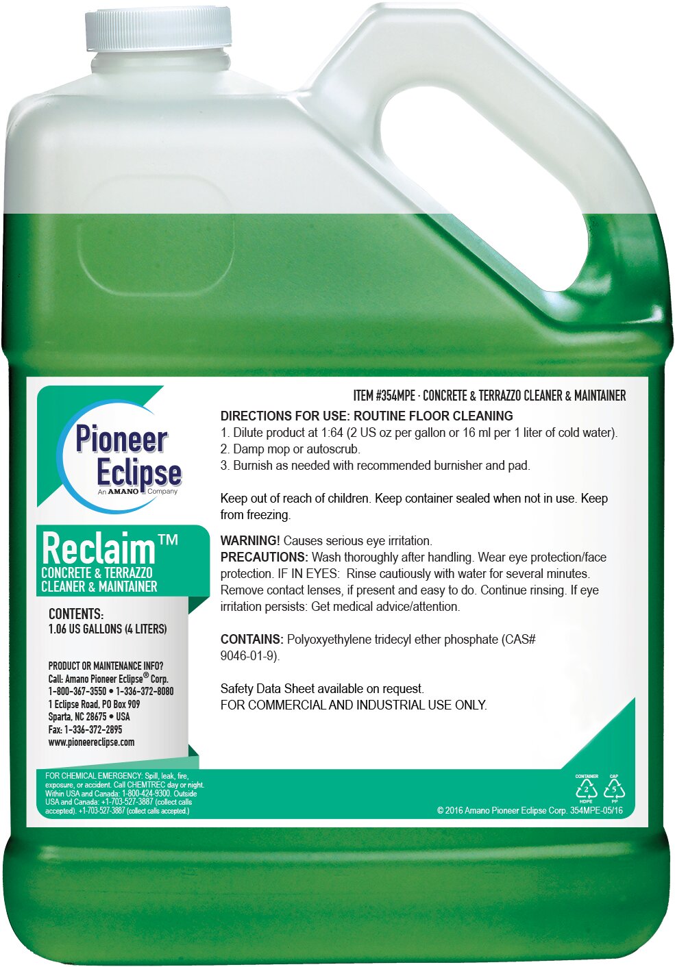 (image for) ReClaim Hard Floor Cleaner & Maintainer, 4 x 1.06 gal per case