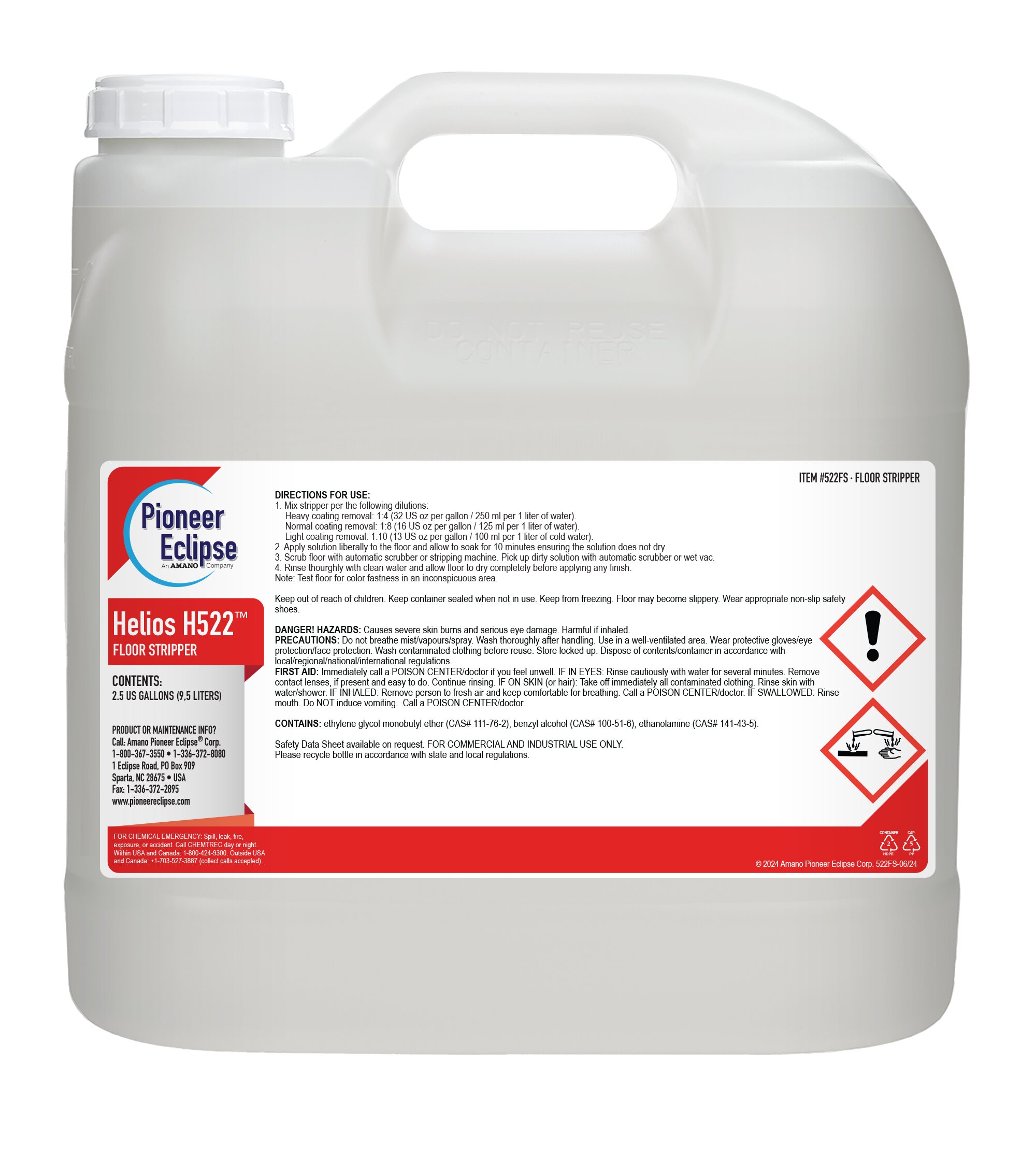 (image for) Helios H522 Floor Stripper, 2 x 2.5 gal per case
