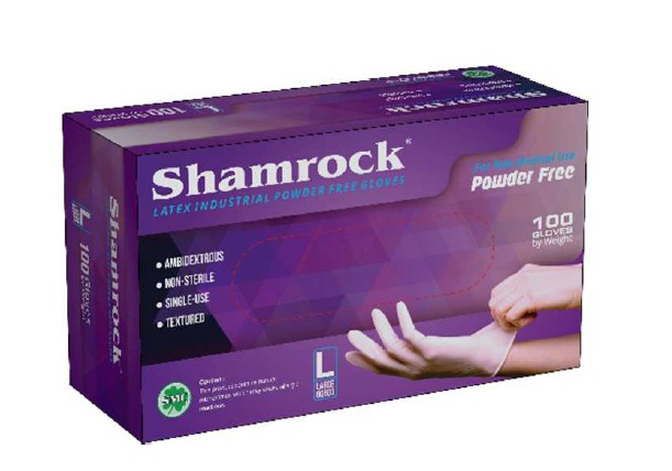 (image for) Shamrock Powder Free Industrial Latex Gloves, XL Case of 1000