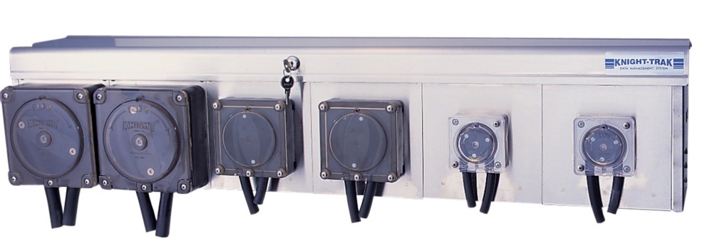 (image for) Knight Knight-Trak II 6 pump laundry dispenser for 500/800/900 series pumps with Knight-Trak II circuit boards in a stainless st