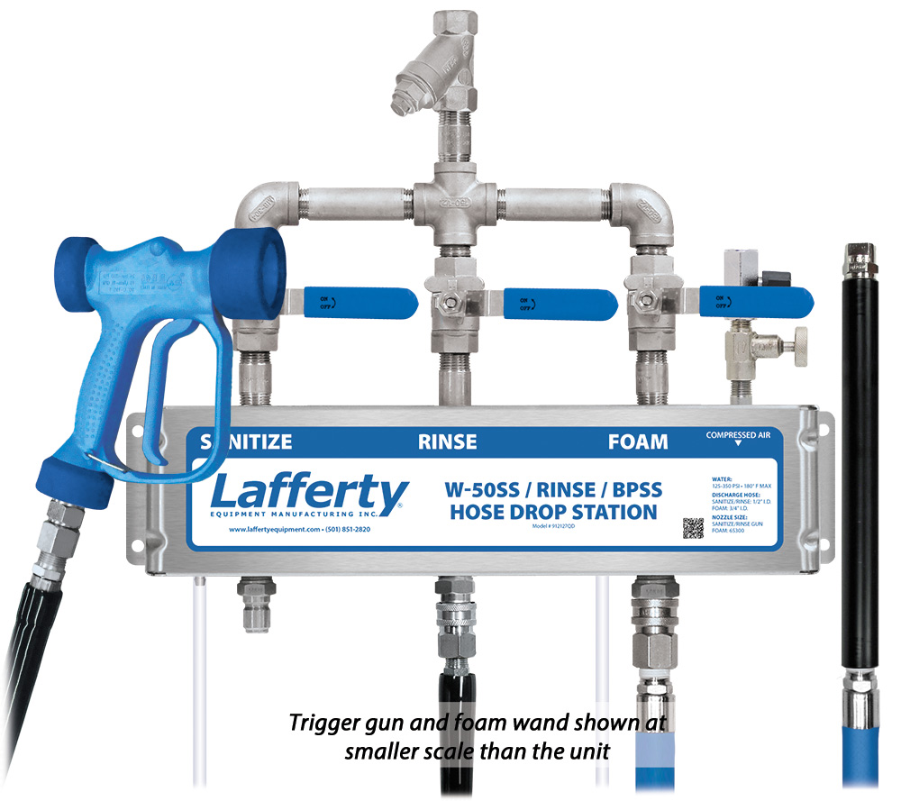 (image for) Lafferty W-50SS Sanitize / Rinse / BPSS Foam Hose Drop Station W/ QD's
