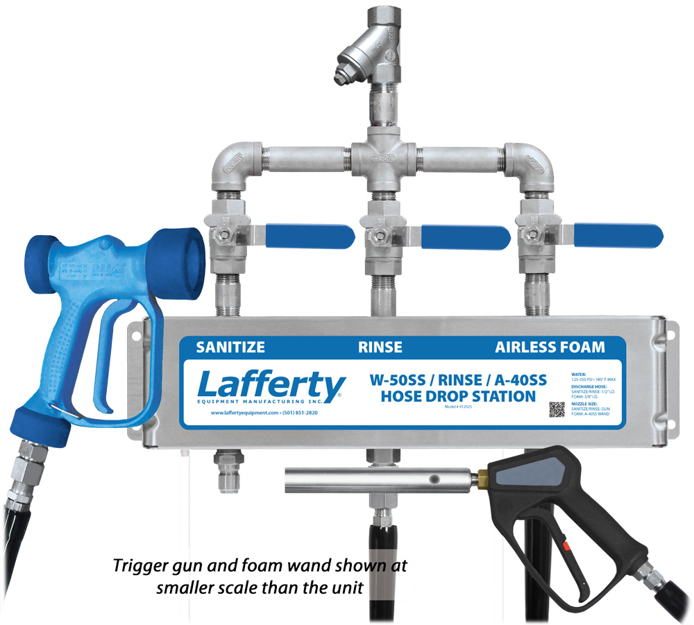 (image for) Lafferty W-50SS Sanitize / Rinse / A-40SS Airless Foam Hose Drop Station