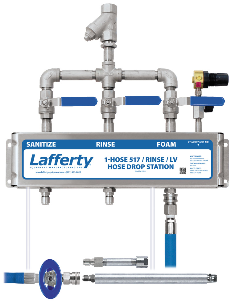 (image for) Lafferty 1-Hose 517 Sanitize / Rinse / LV Foam Hose Drop Station