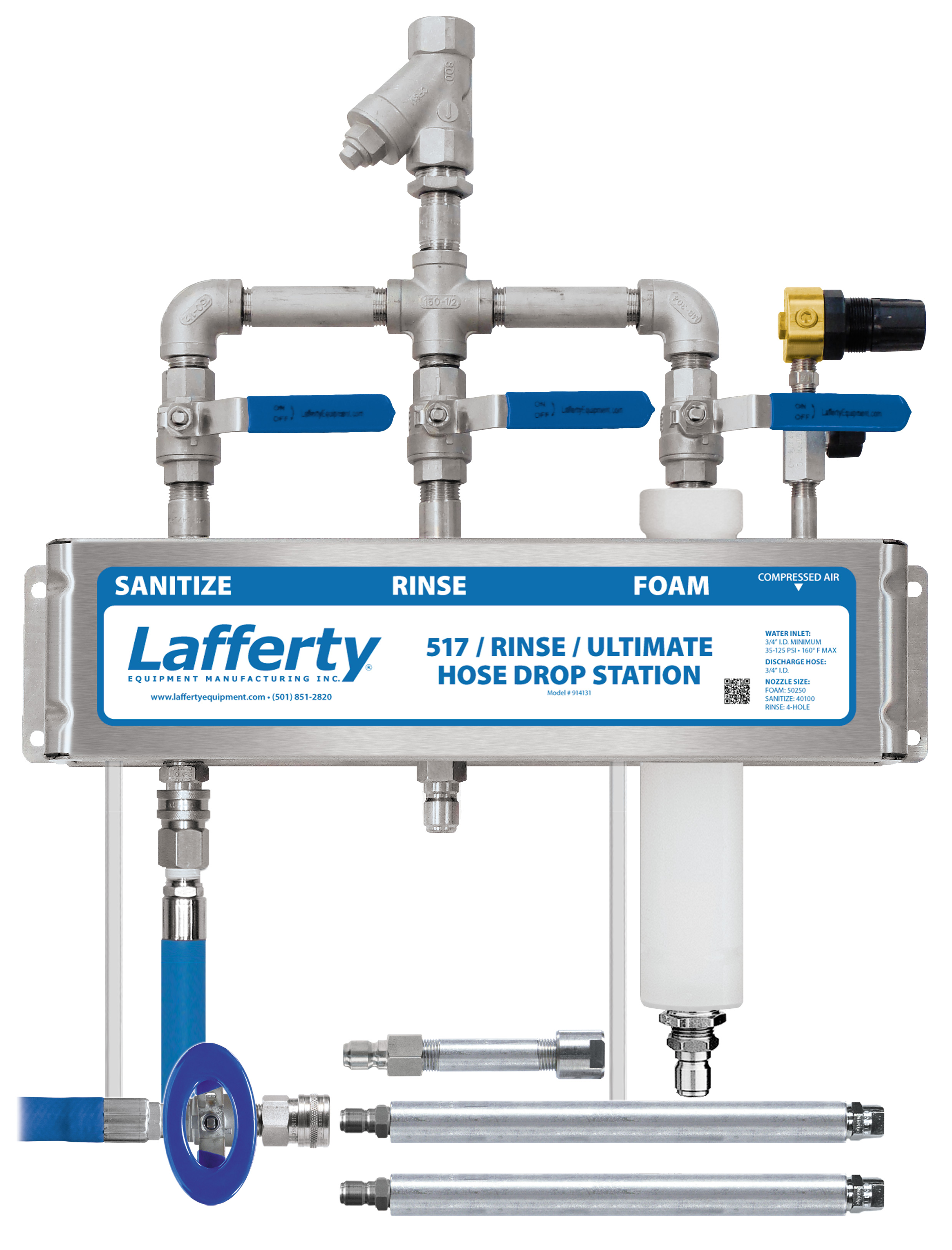 (image for) Lafferty 1-Hose 517 Sanitize / Rinse / Ultimate Foam Hose Drop Station