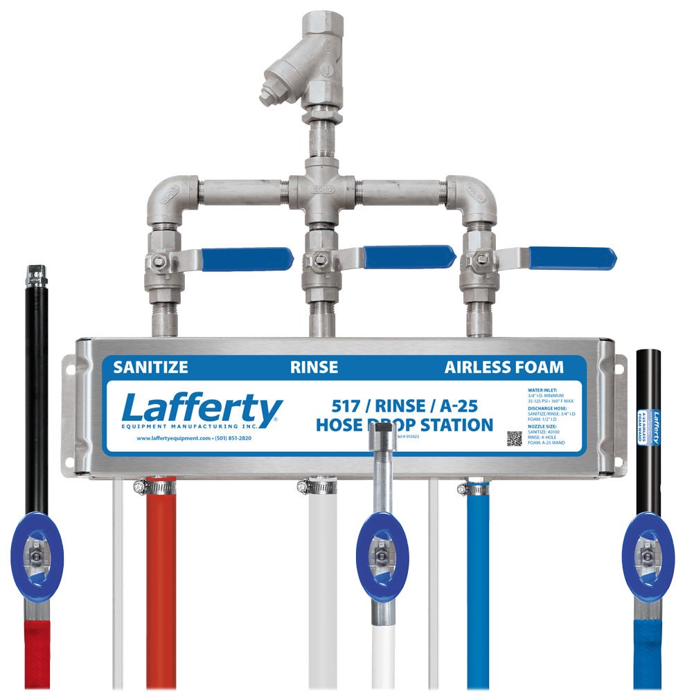 (image for) Lafferty 517 Sanitize / Rinse / A-25 Airless Foam Hose Drop Station