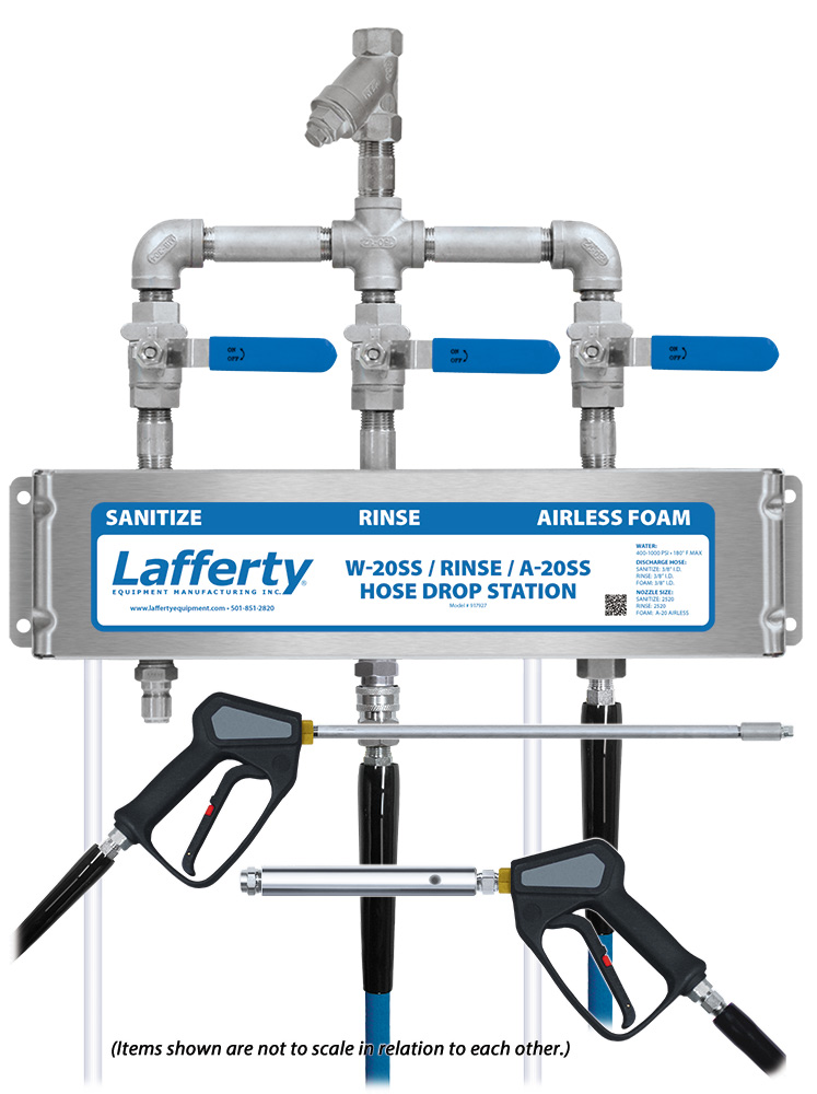 (image for) Lafferty W-20SS Sanitize / Rinse / A-20SS Airless Foam Hose Drop Station