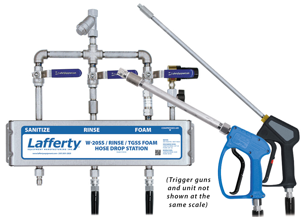 (image for) Lafferty W-20SS Sanitize / Rinse / TGSS Foam Hose Drop Station