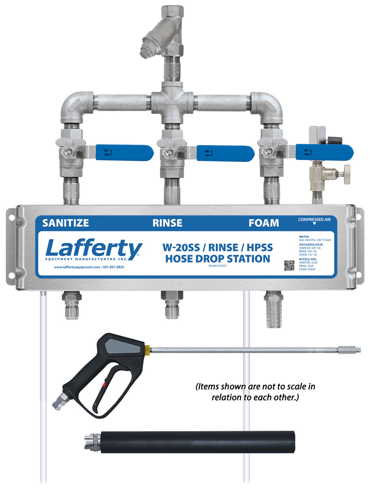 (image for) Lafferty W-20SS Sanitize / Rinse / HPSS Foam Hose Drop Station (NO HOSE)