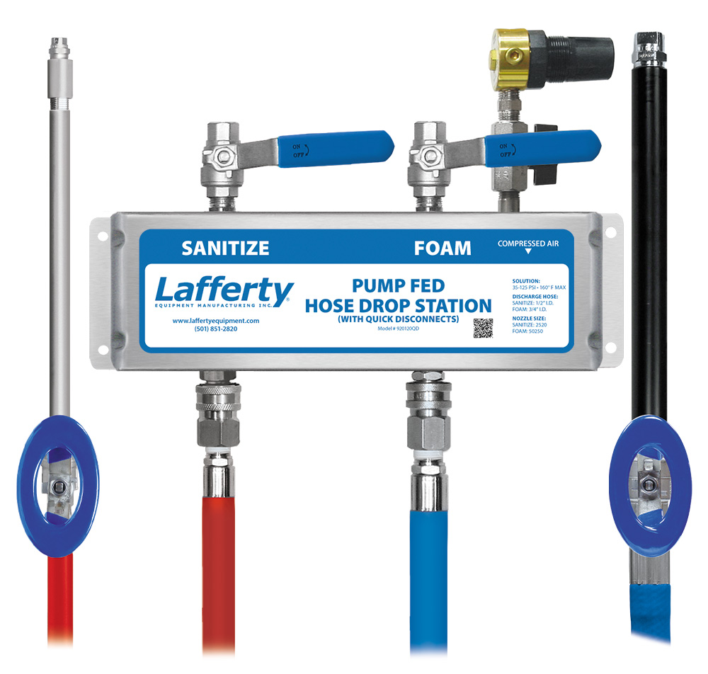 (image for) Lafferty Pump Fed Sanitize / Foam Hose Drop Station W/ Quick Disconnects