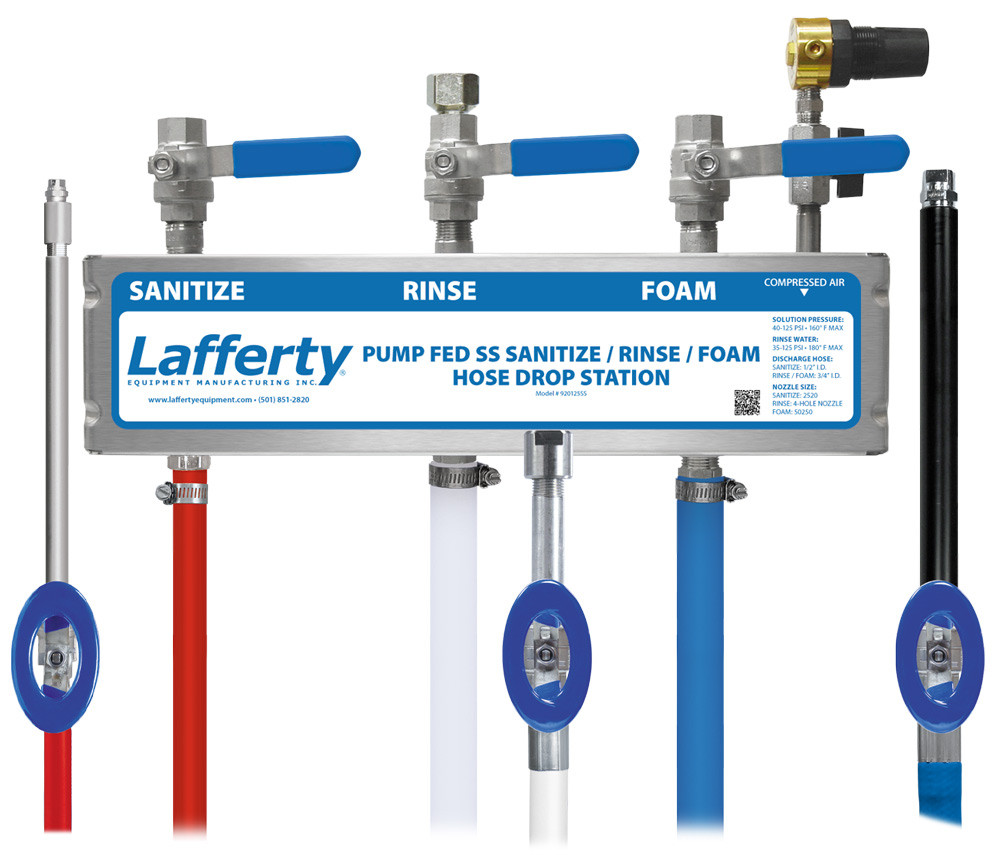 (image for) Lafferty Pump Fed SS Sanitize / Rinse / SS Foam Hose Drop Station