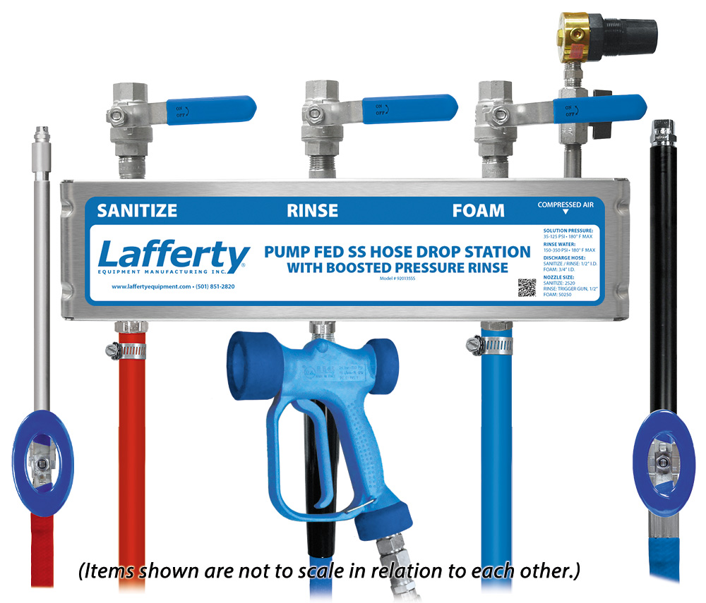 (image for) Lafferty Pump Fed SS Sanitize / Boosted Rinse / SS Foam Hose Drop Station
