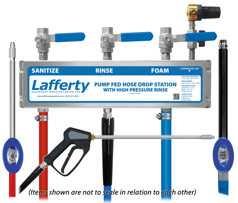 (image for) Lafferty Pump Fed Sanitize / HP Rinse / Foam Hose Drop Station