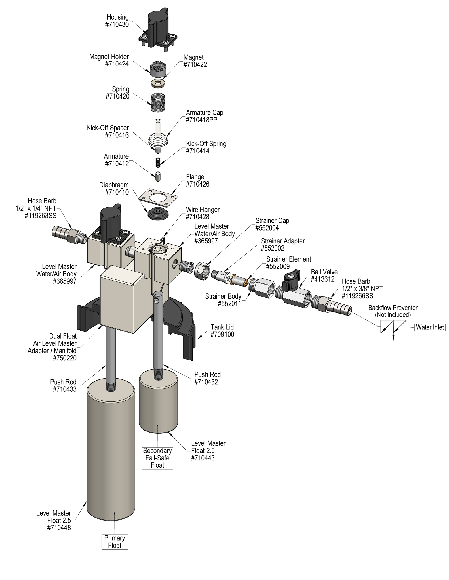 (image for) Lafferty Flow Thru Water Level Master (No Tank)