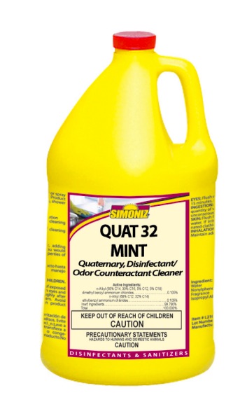 (image for) Simoniz Quat 32 Mint, Hospital Disinfectant, case of 12 x 32 oz