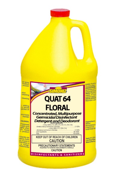 (image for) Simoniz Quat 64 Floral, Hospital Disinfectant, 4 gal case