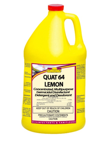 (image for) Simoniz Quat 64 Lemon, Hospital Disinfectant, 4 gal case