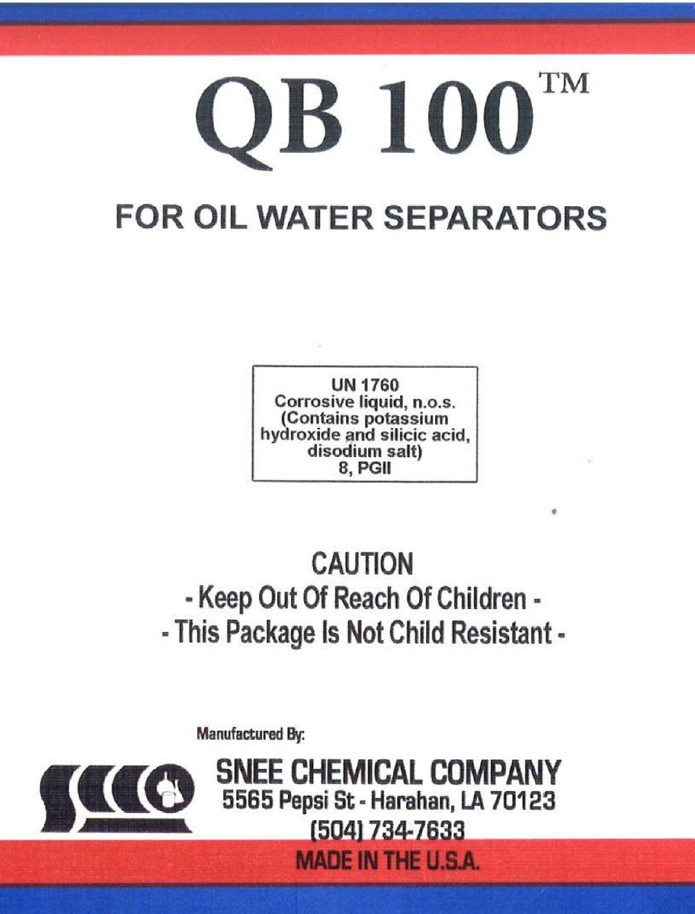 (image for) QB 100 Degreaser for Oil Water Separators, 5 gal pail
