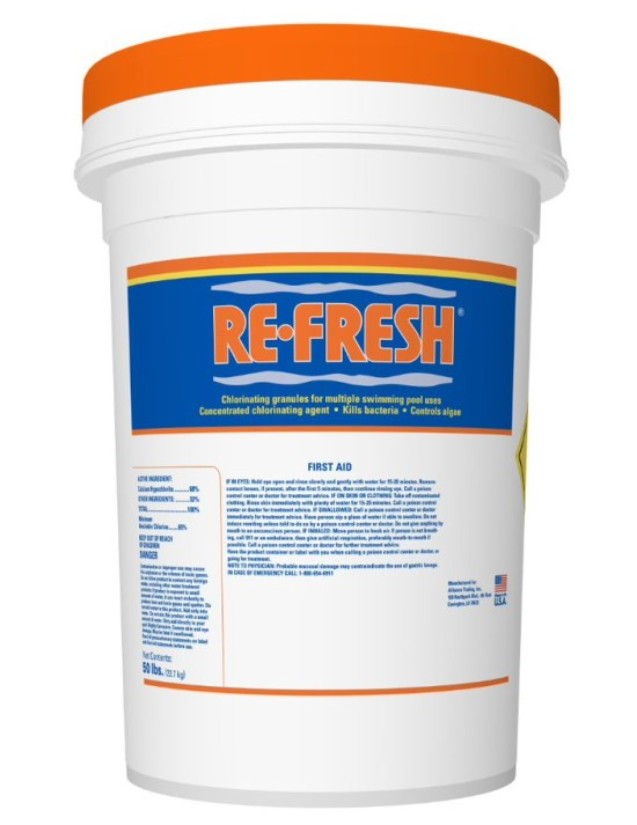(image for) Refresh Granular Chlorine, 68% Calcium Hypochlorite, 50 lbs pail
