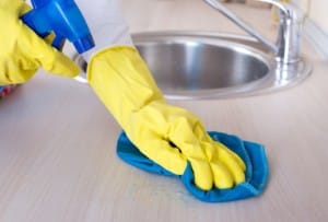 Cleaning kitchen countertop