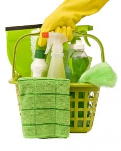 Carrying Green Cleaning Supplies